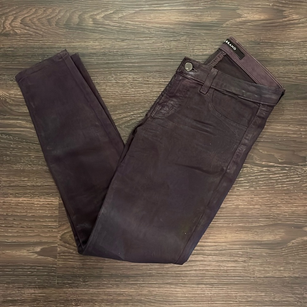 J Brand Coated Deep Purple Super Skinny Low-Rise Jeans!